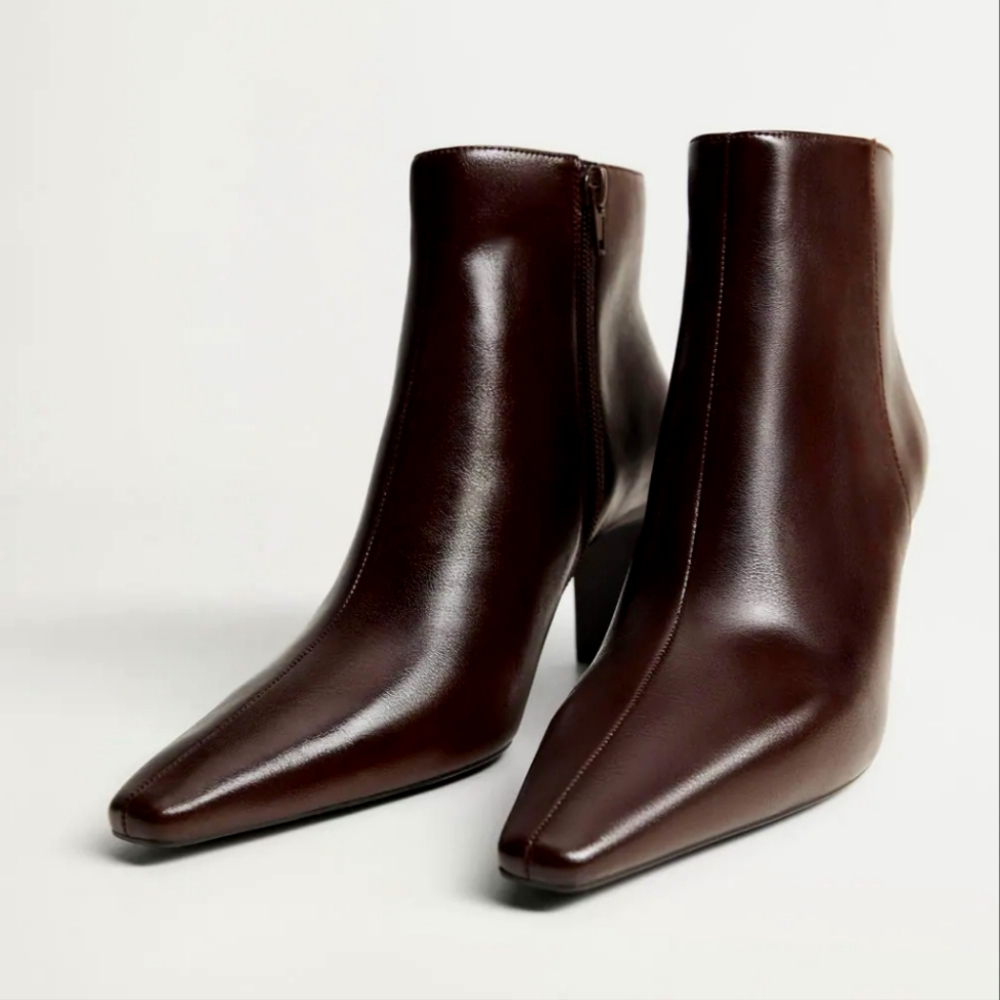 Mango Heel Zipped Boots, Size 8 1/2 Color: Moon